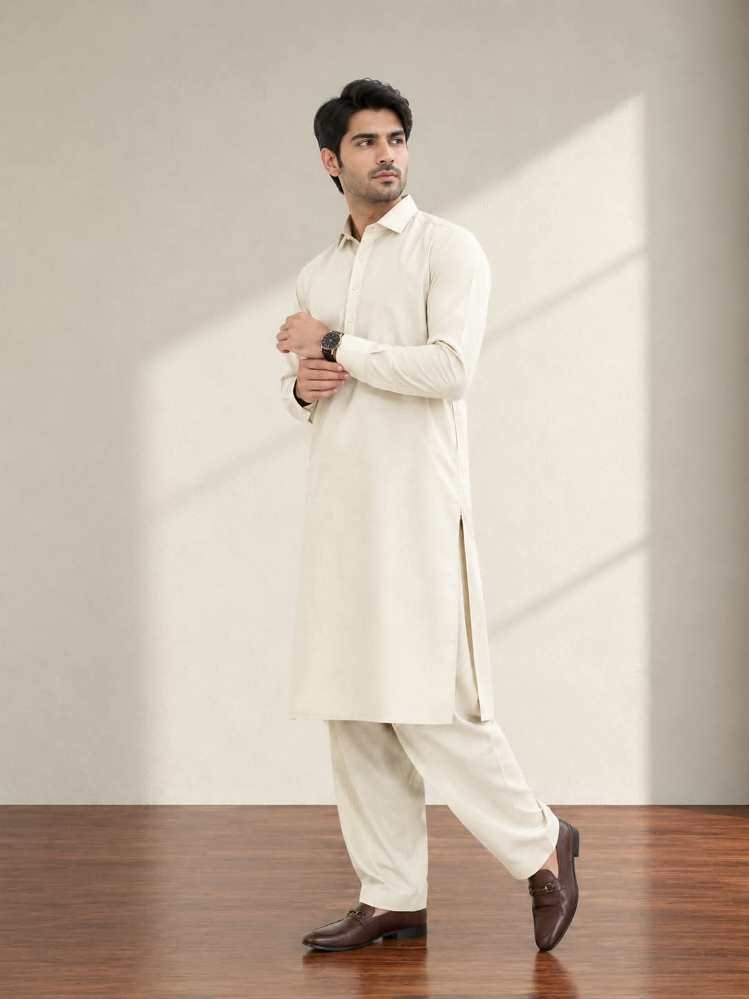 Cream Tehzeeb – Wash & Wear Fabric