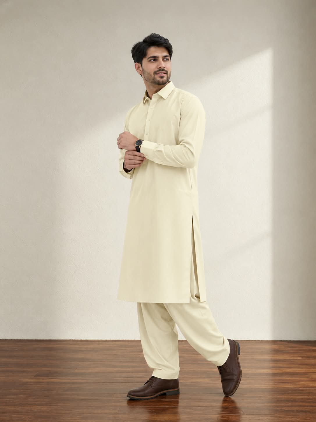 Light Yellow Tehzeeb – Wash & Wear Fabric